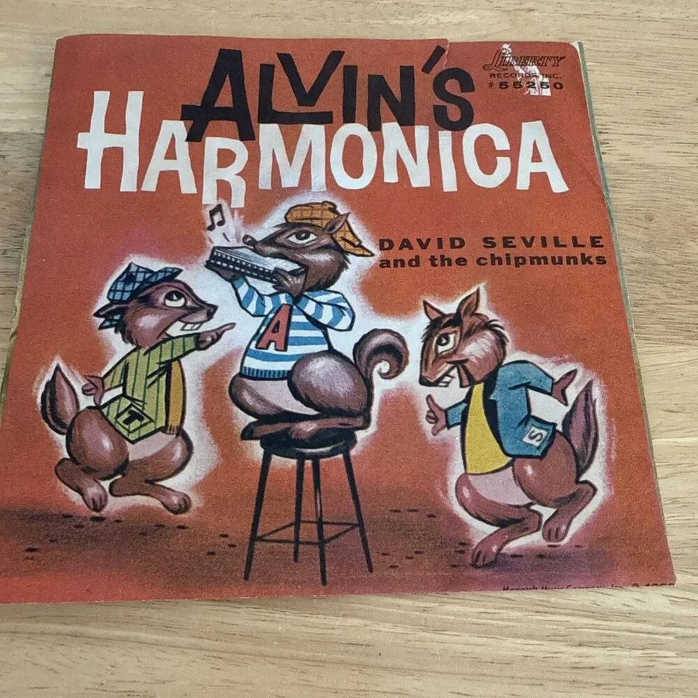 1959 David Seville And The Chipmunks Alvin’s Harmonica 45 Sleeve No Record - Picture 2 of 7